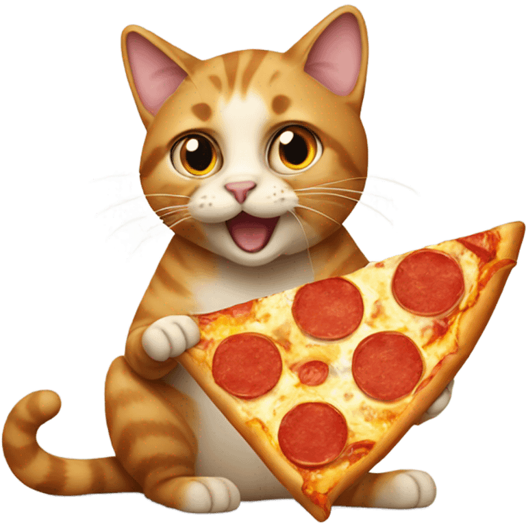 Cat eating pizza emoji