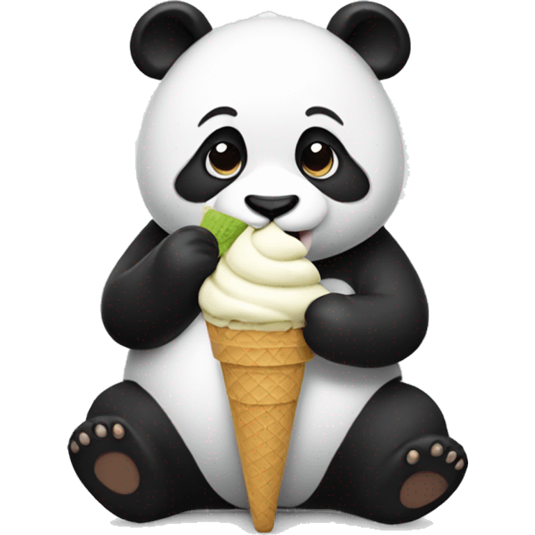 Panda eating ice cream emoji