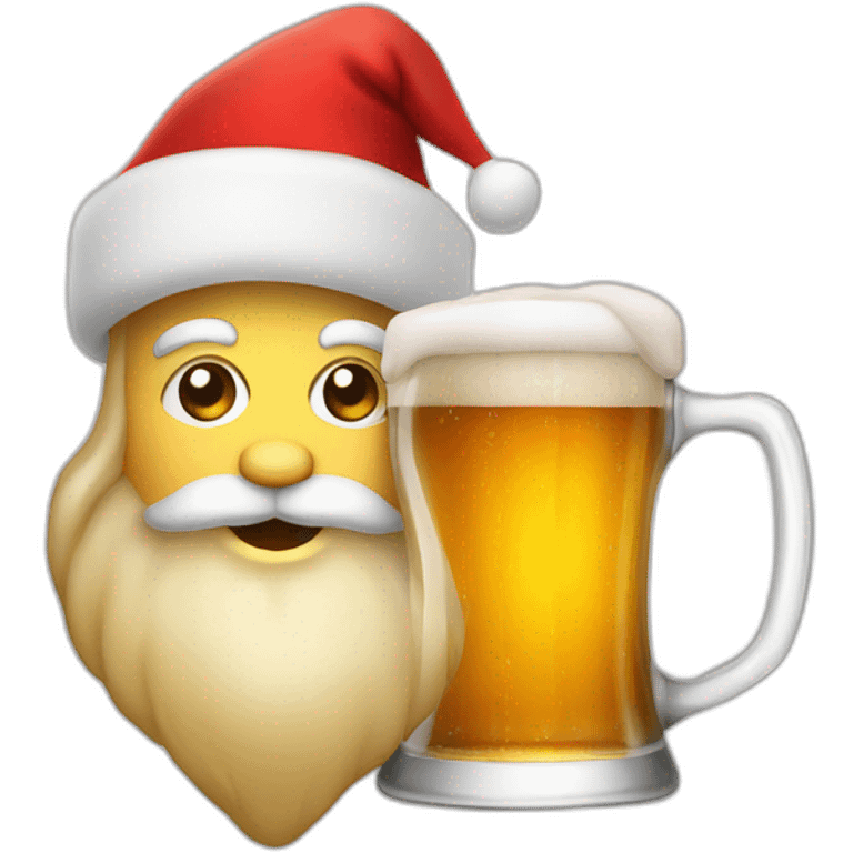 christmas beer with santa hat emoji