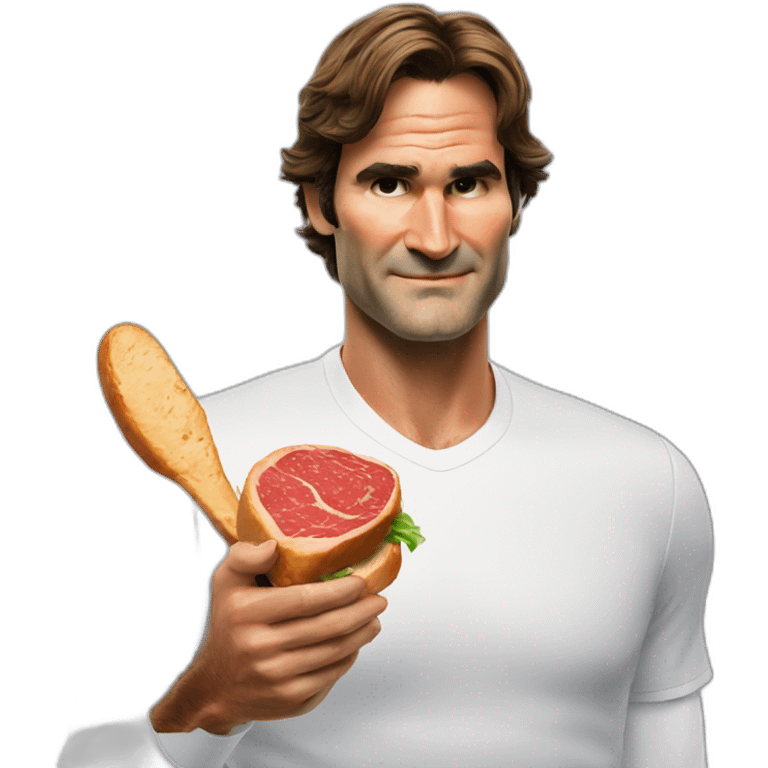 Federer eating two steaks emoji