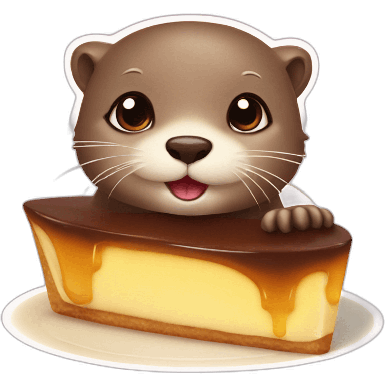 cute otter in a flan emoji