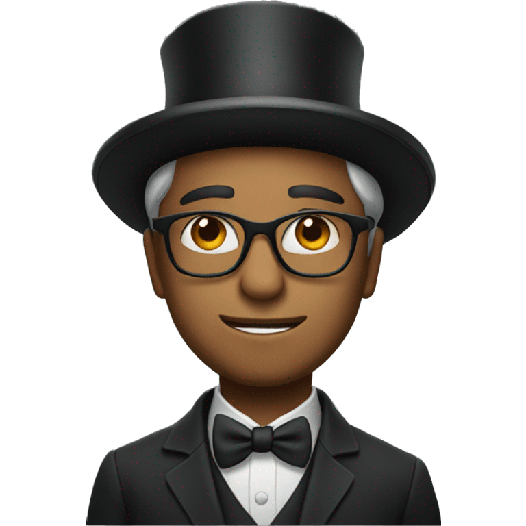 indian with glasses and top hat emoji