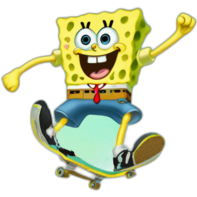 spongebob doing a kickflip emoji