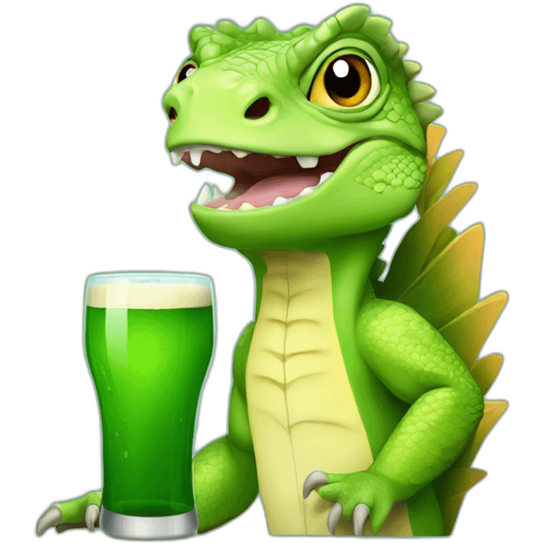 una iguana con un vaso de cervezas  emoji