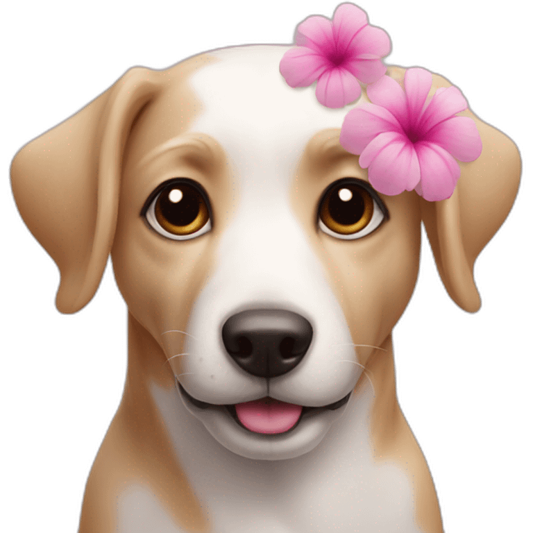 dog with pink flower emoji