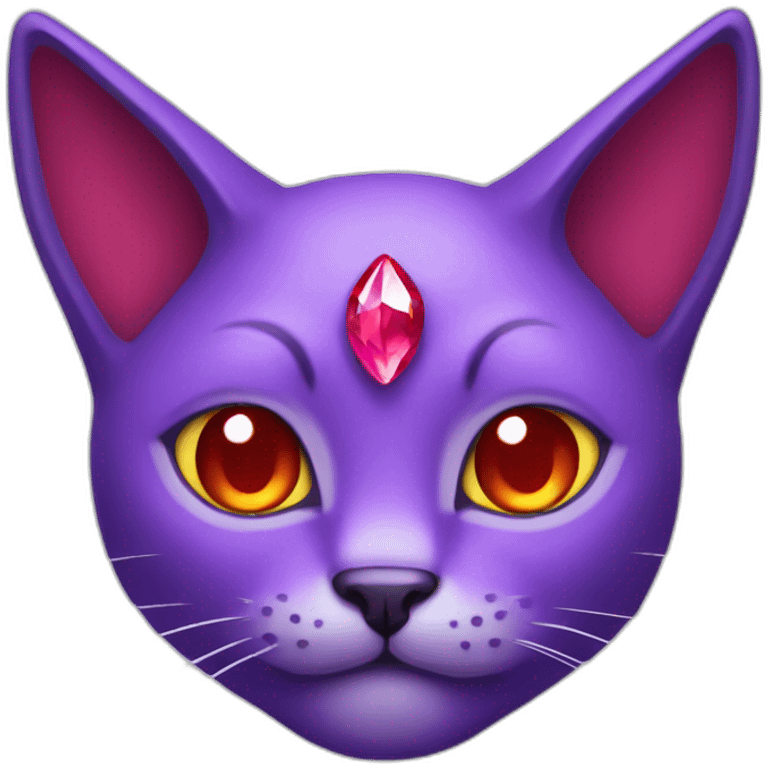 Purple cat with red crystal horns emoji