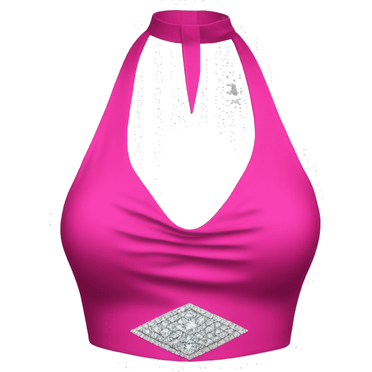 Realistic isolated hot pink high neck halter top with diamond shape cut out in the middle of it. emoji