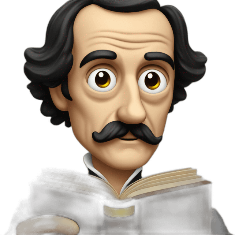 Edgar Alan Poe escribiendo un libro emoji