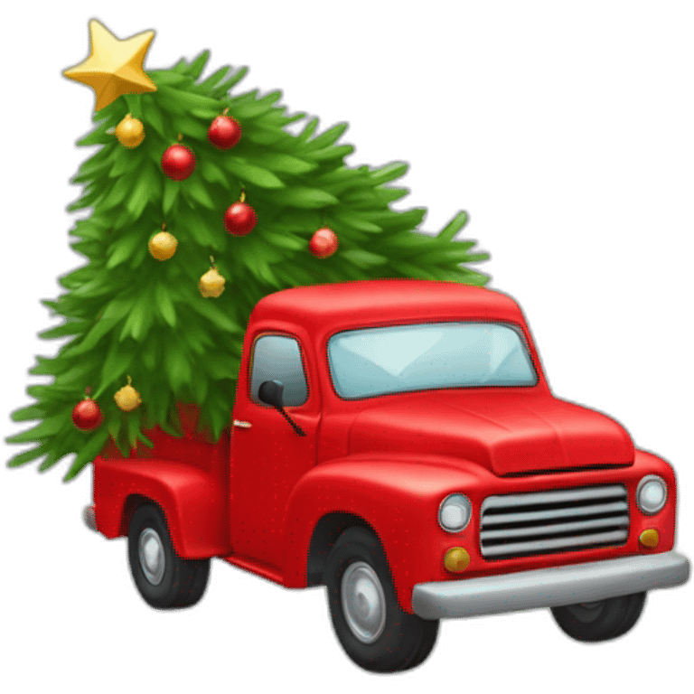 Little red truck hulinga Christmastree emoji