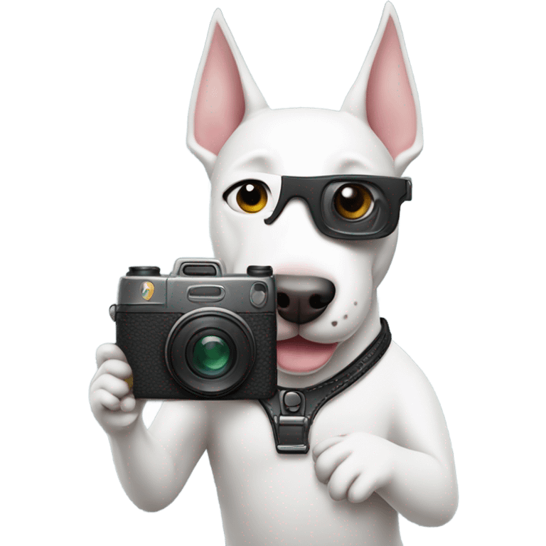 Bullterrier holding cámara  emoji