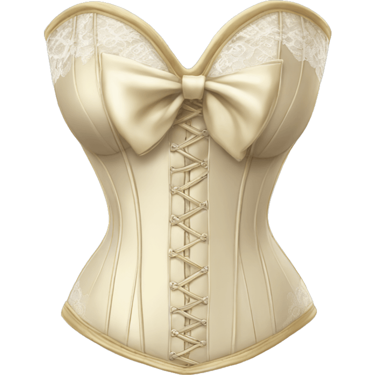 Gold ivory corset with lace and bow emoji