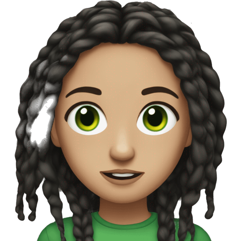 Effy Stonem, portrait, memoji, black dread-locks, green eyes  emoji