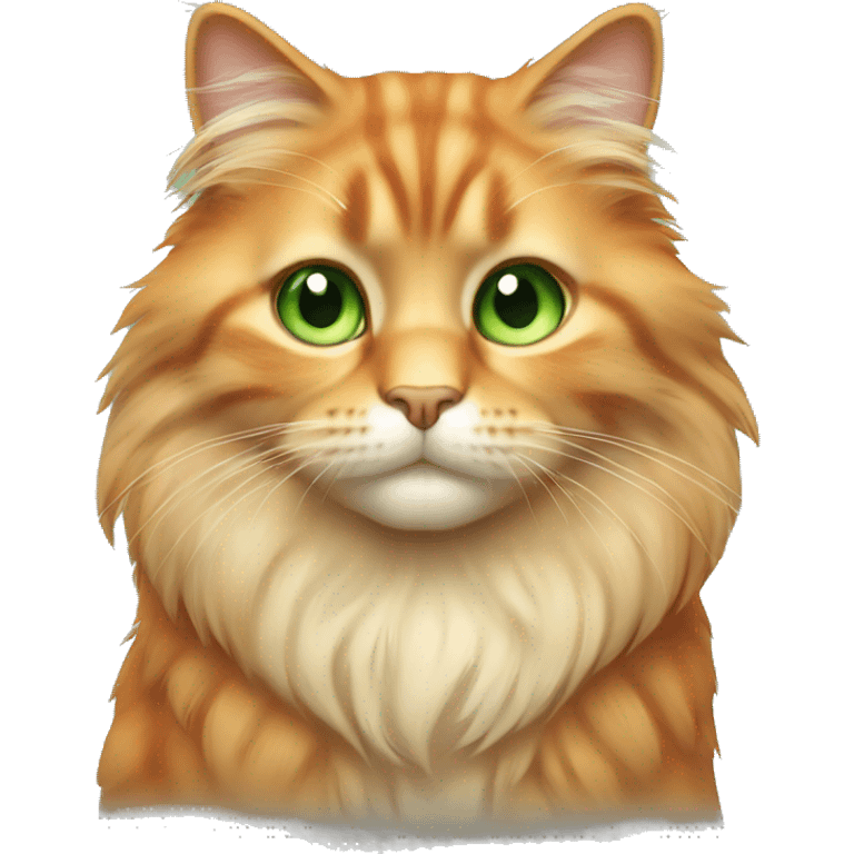 Long hair fluffy beige orange cat with green eyes emoji