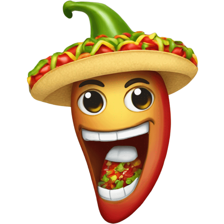 Chili pepper eat the taco ￼ emoji