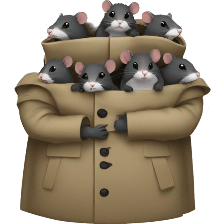 eight rats in a trench coat stacked on top of one another emoji