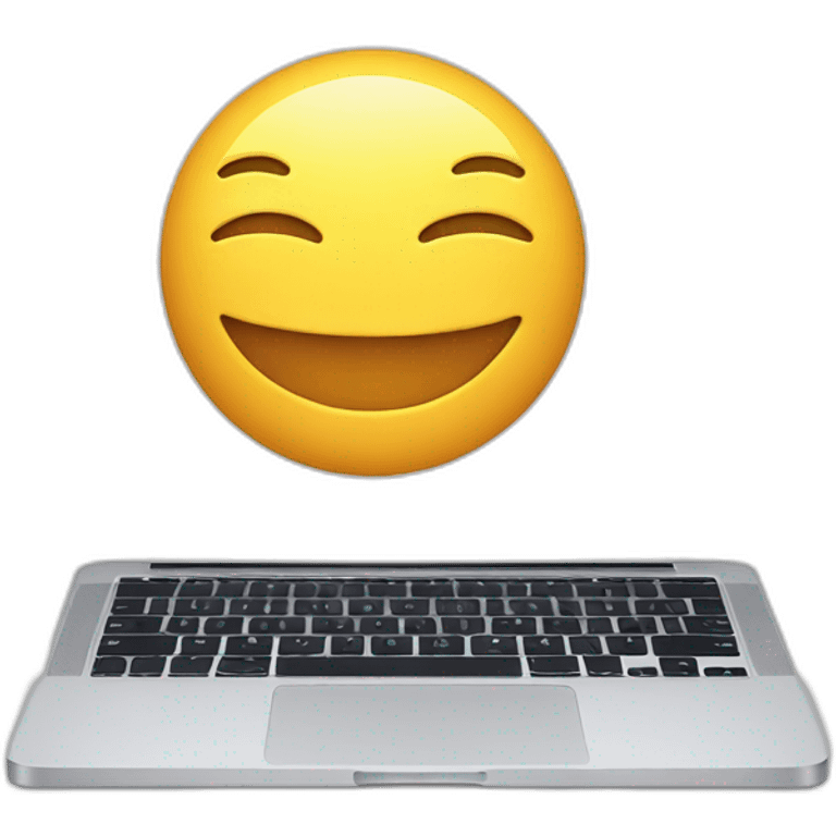 macbook with smile face emoji