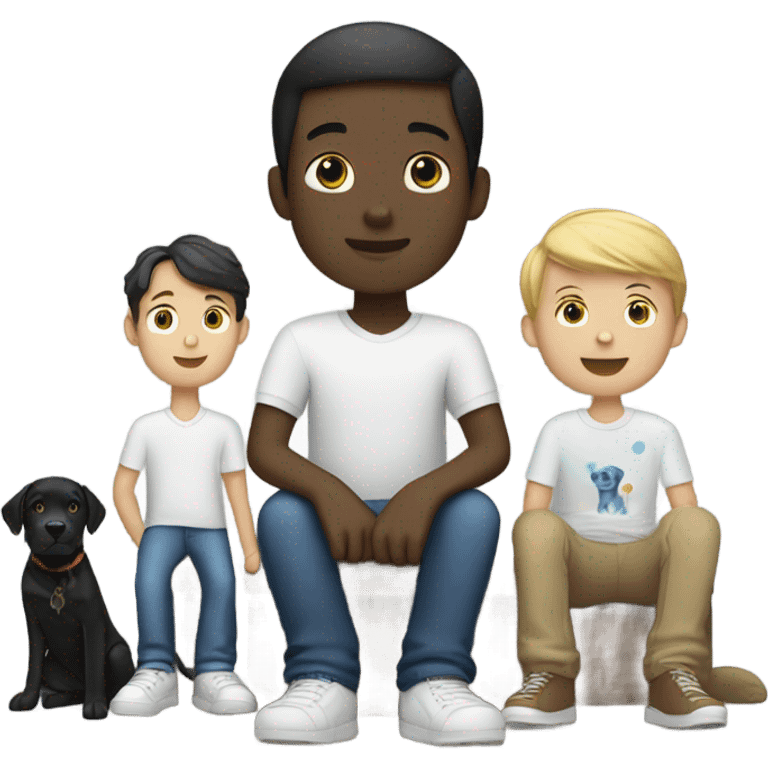 Black lab with two white teenage boys  emoji