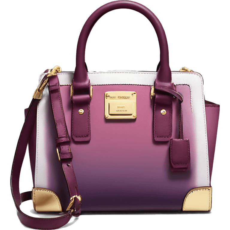 Realistic isolated plum purple to wine color ombre michael kors satchel purse.  emoji