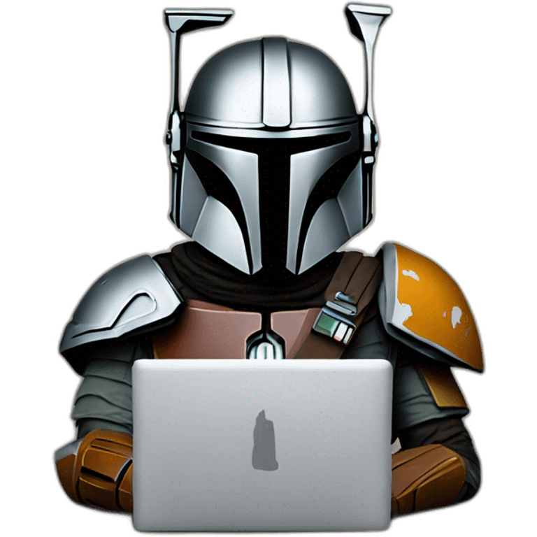 Mandalorian coding with laptop emoji