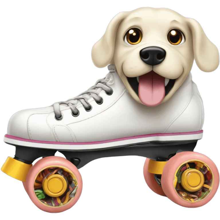 Dog made of worms giving advice to anamorphic roller skate  emoji