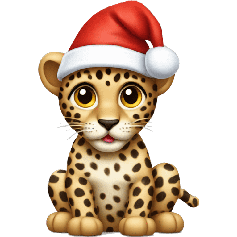 ￼ leopard wearing a Santa hat ￼ emoji