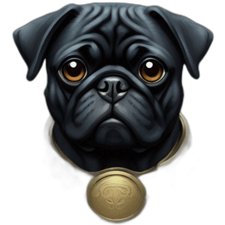 A cyberpunk black pug in Art Nouveau style during 1910 emoji