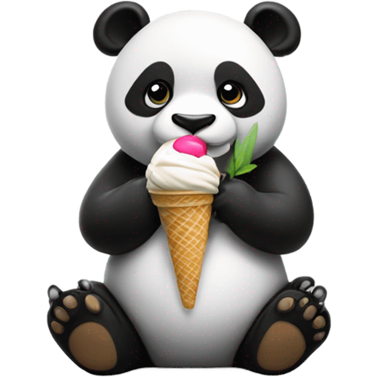 Panda eating ice cream emoji