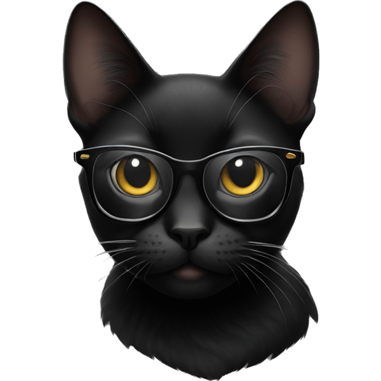 Black cat with glasses  emoji