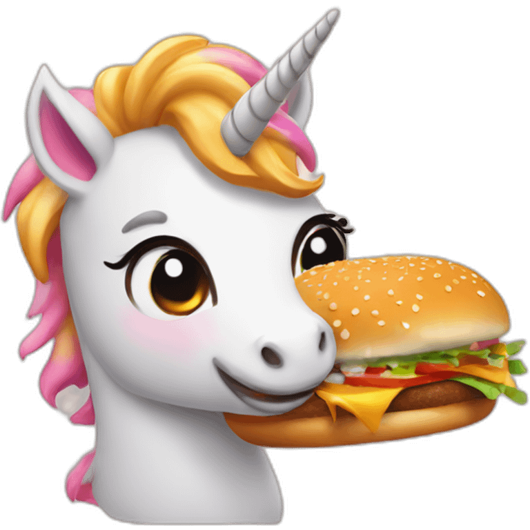 cute unicorn slapped with hamburger emoji