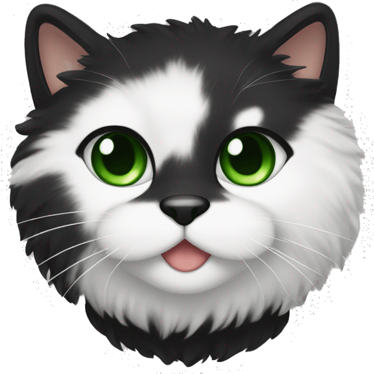 black fur cat with green eyes and white fur around lips  emoji