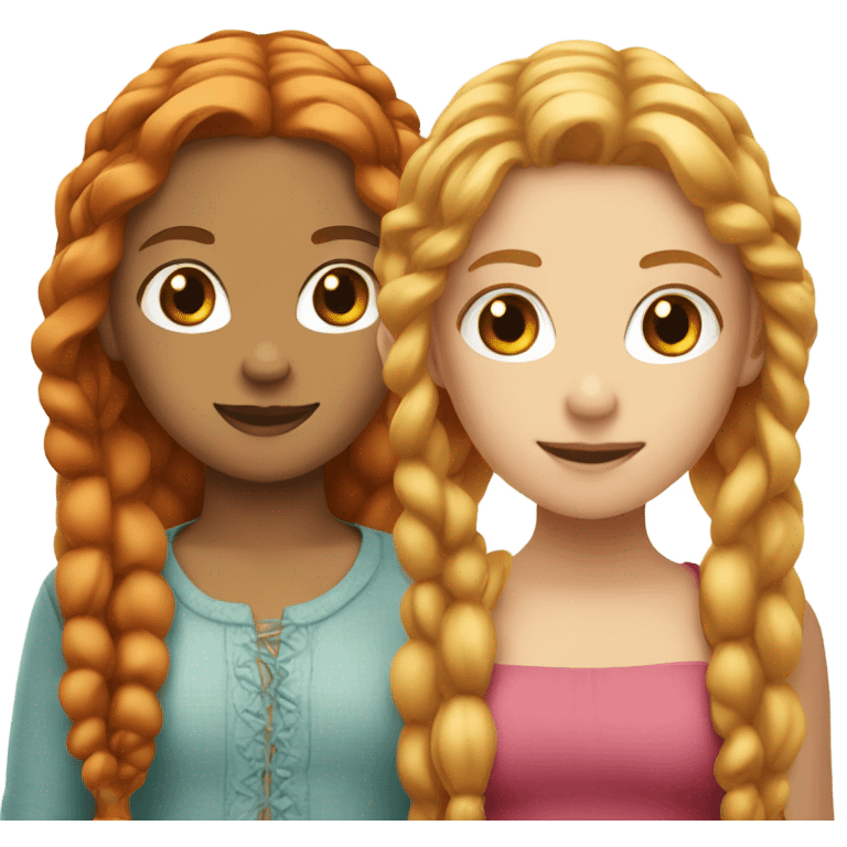 Blonde girl with braids and redhead girl with long wavy hair emoji