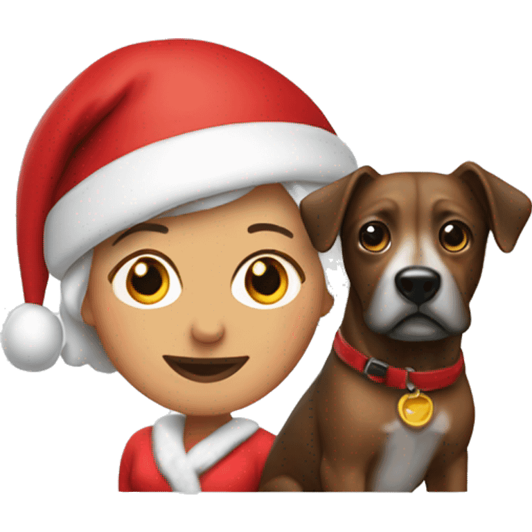 Mrs santa with dog emoji