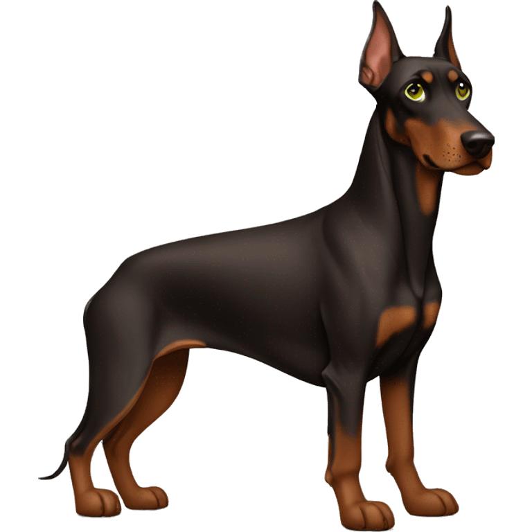 Brown Doberman with green eyes emoji