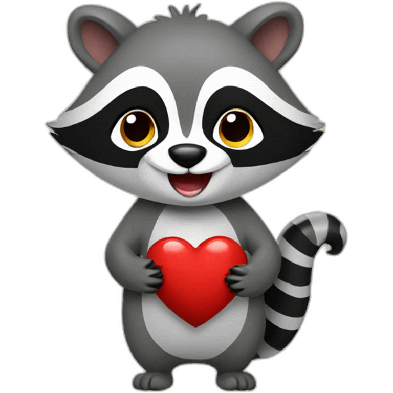 Racoon holding heart emoji