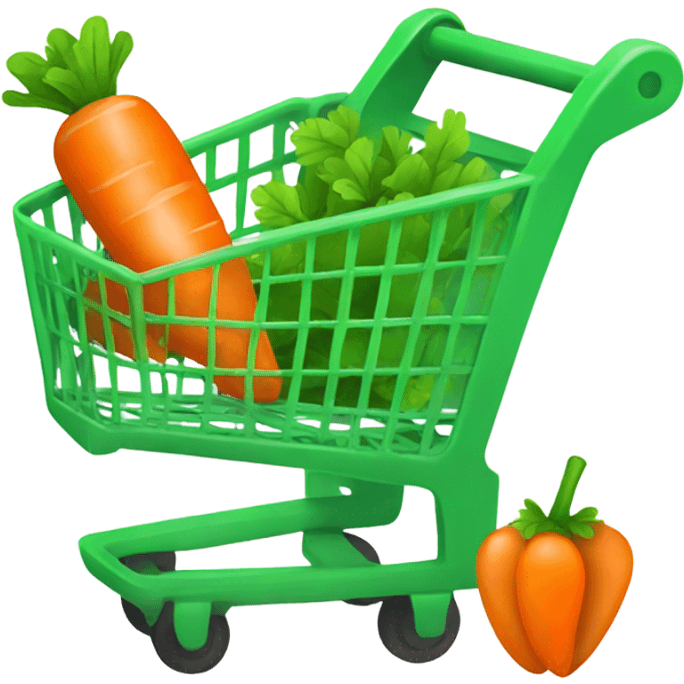 Green Shopping cart with carrot inside emoji