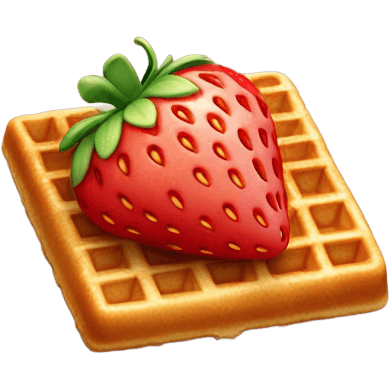 Strawberry on waffle emoji