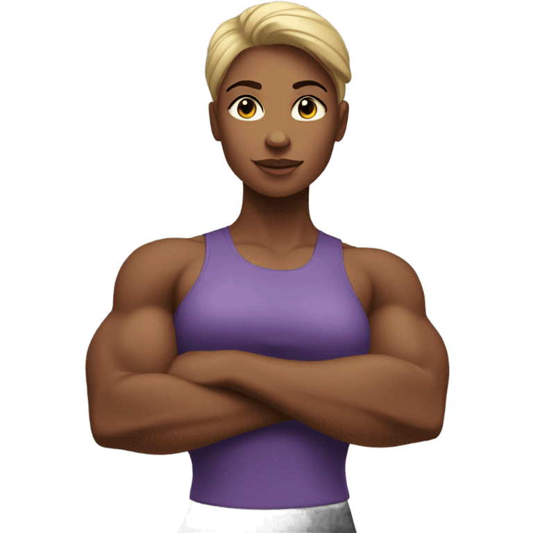 Woman who only works out chest and is large there emoji