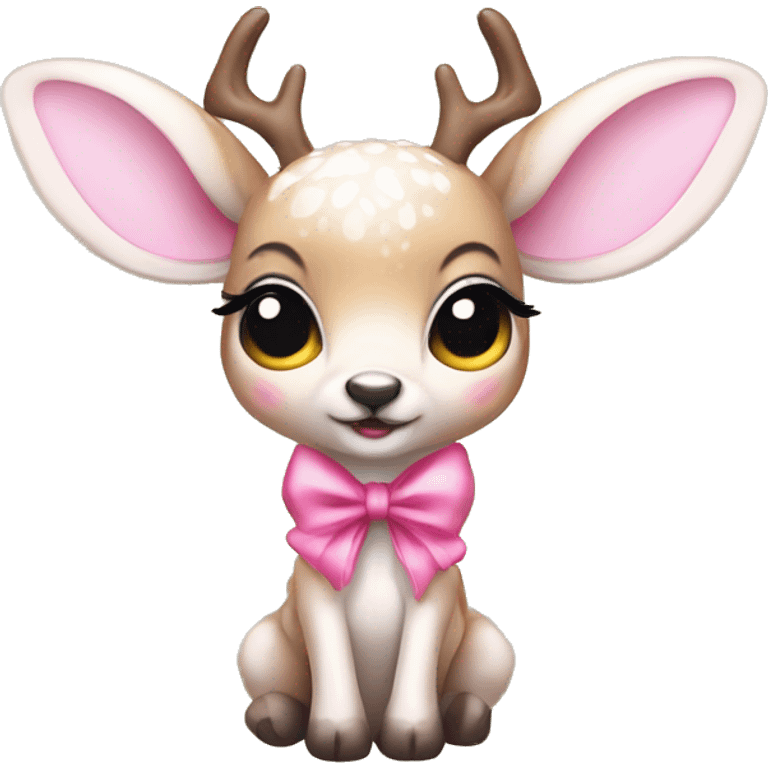 baby deer with fairy wings and a pink bow around its neck  emoji