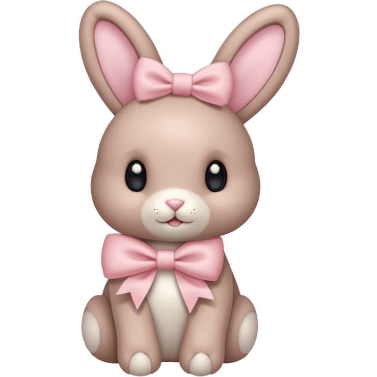 Beige stuffed bunny with light pink bow on right ear  emoji