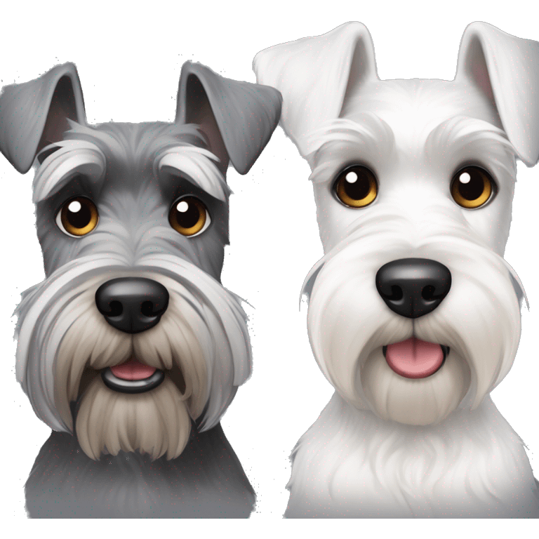 One big gray and dark eyed schnauzer with one small all white schnauzer  emoji