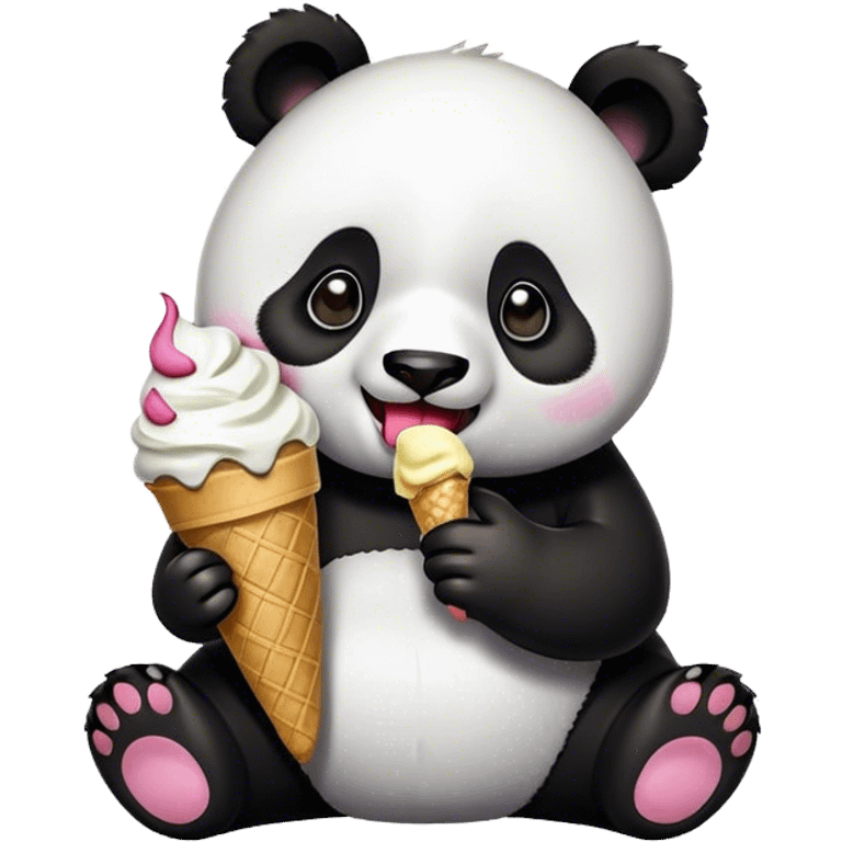 Panda eating ice cream emoji