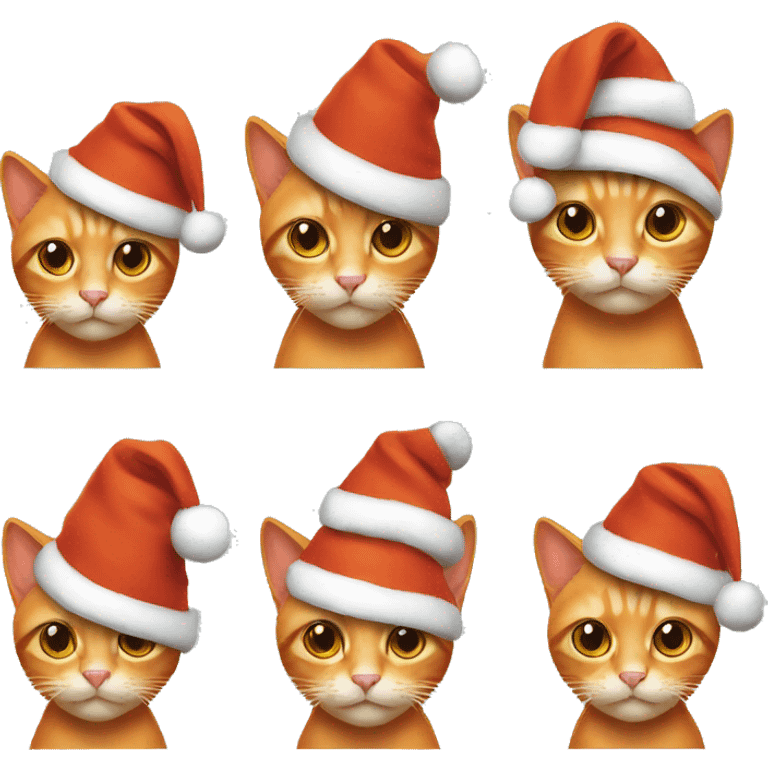 Orange cat wearing Christmas hat  emoji