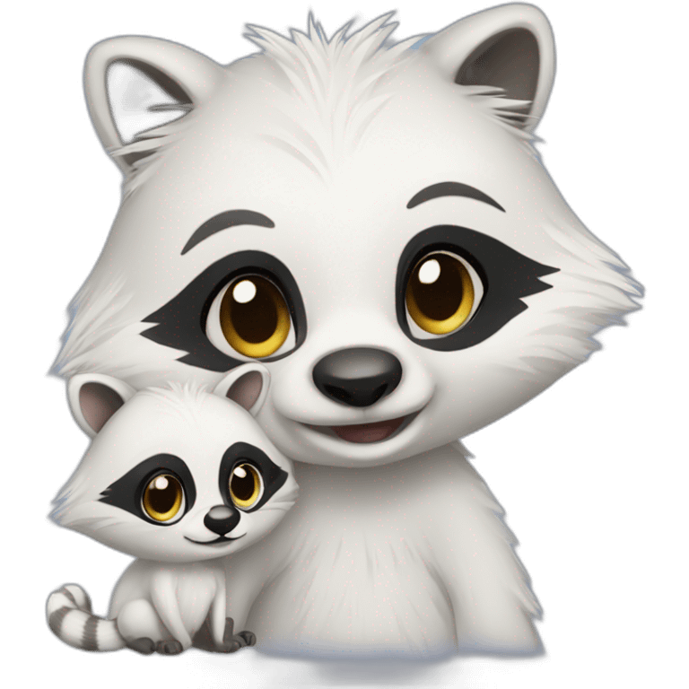 white racoon with racoon emoji