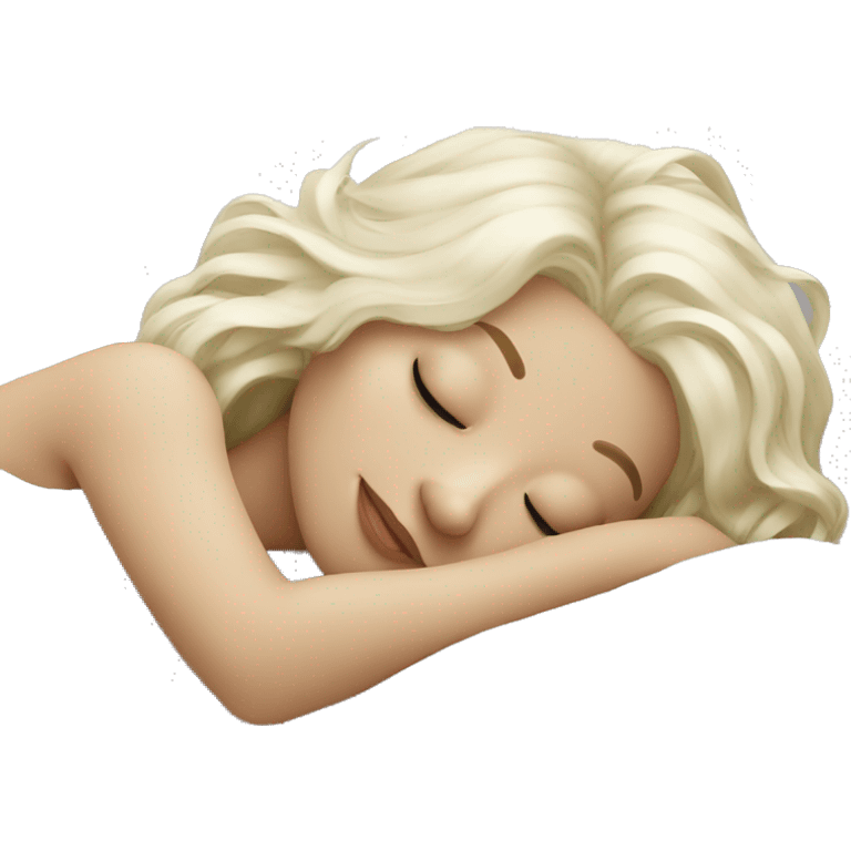 Platinum blonde girl sleeping on white bed emoji