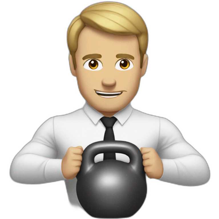 Macron with kettlebell emoji