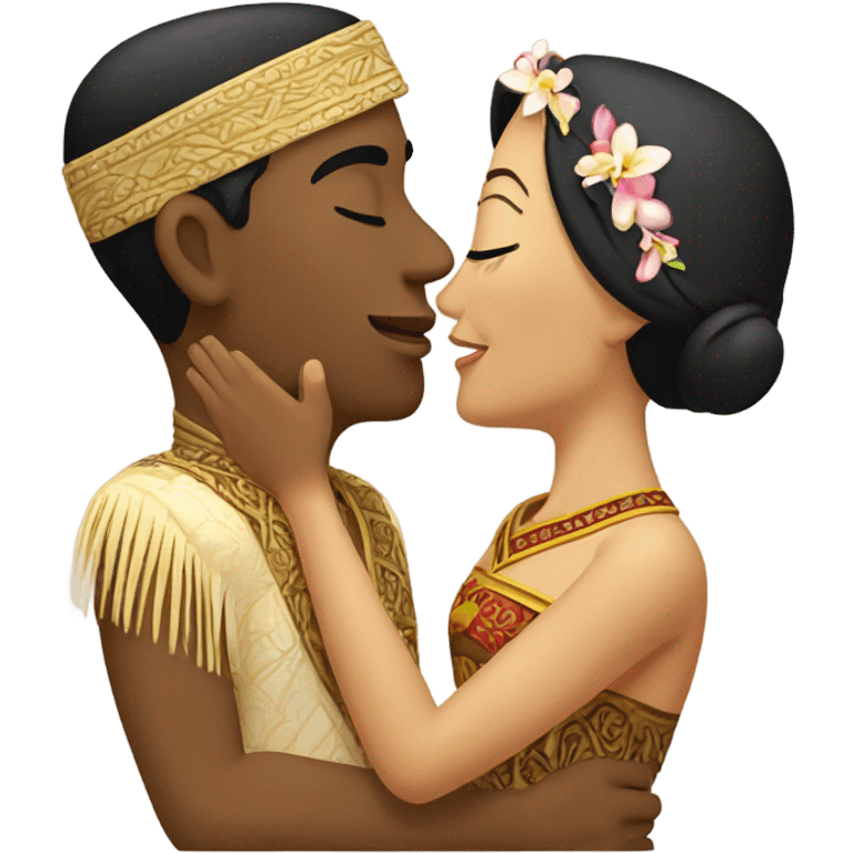 Balinese guy kisses a white-skinned Russian girl emoji