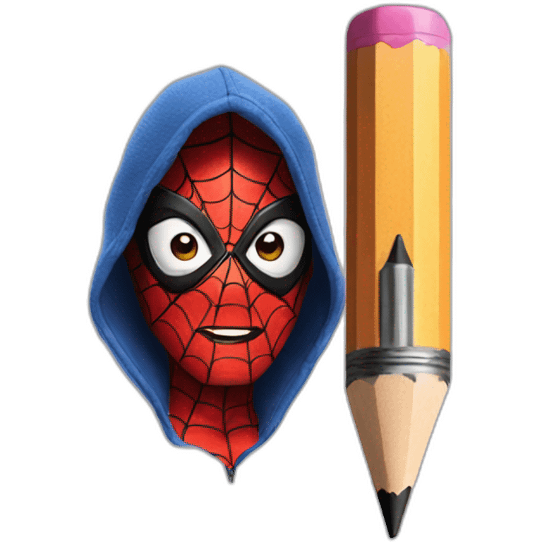 spiderman with a pencil emoji