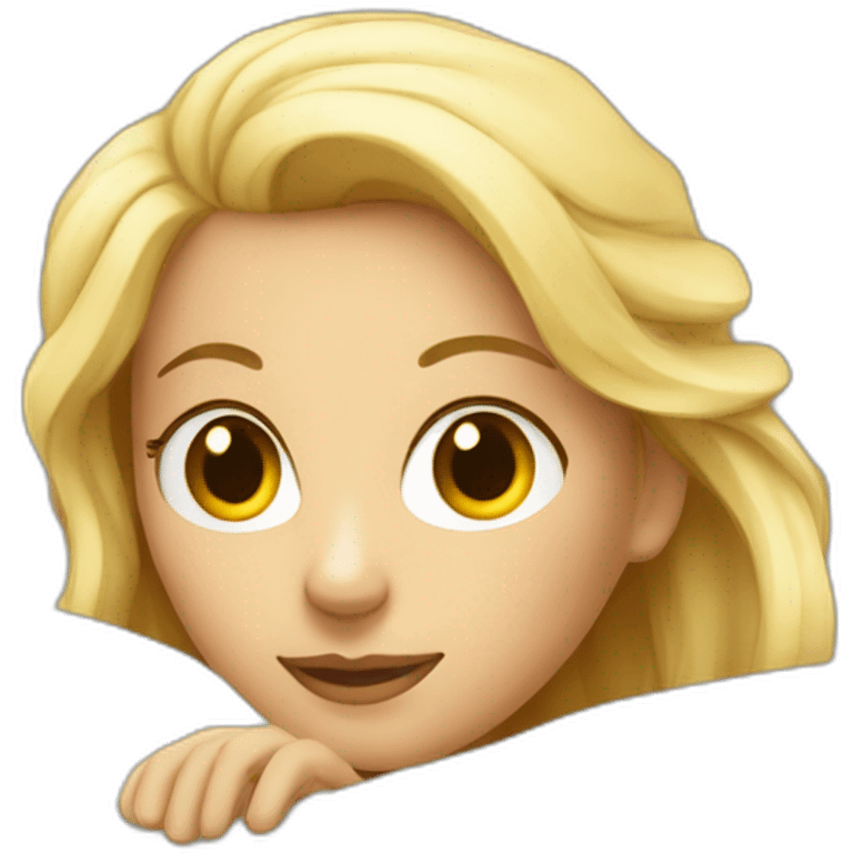 Une femme blonde sur un lit emoji