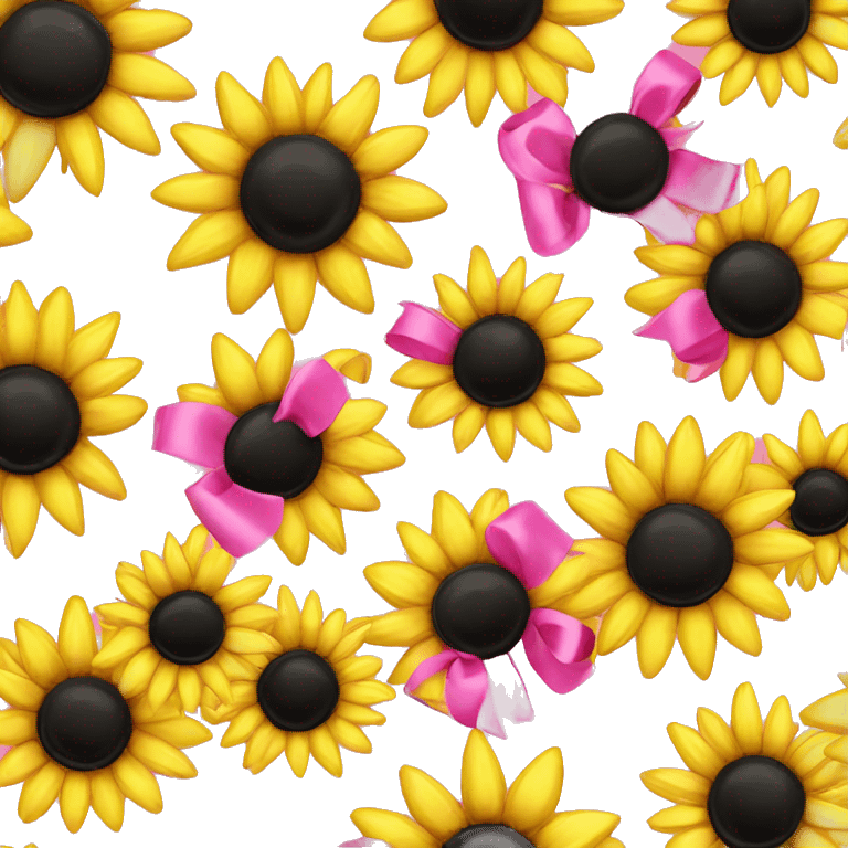 Sun flowers with a pink bow to wrap them together  emoji