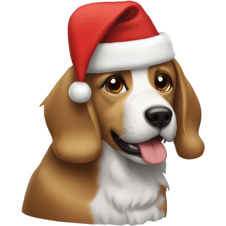 Dog with and Santa hat emoji